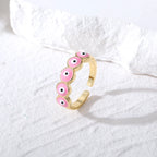 Anillo Mal de Ojo Azul Turco Rosa