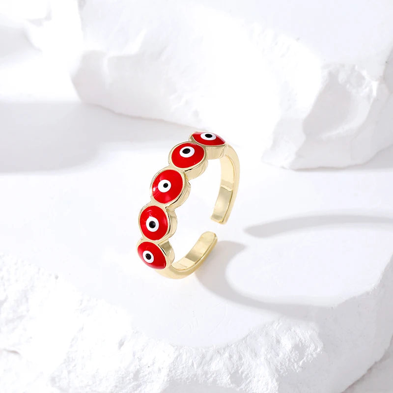 Anillo Mal de Ojo Azul Turco Rojo
