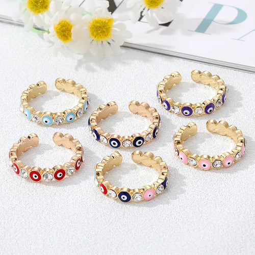 Anillo Ojo Turco Azul Mal de Ojo Estilo Bohemio