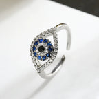 Anillo Ojo Turco Azul Maligno Circonio plata