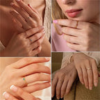 Anillo minimalista con piedra de nacimiento rectangular para mujer