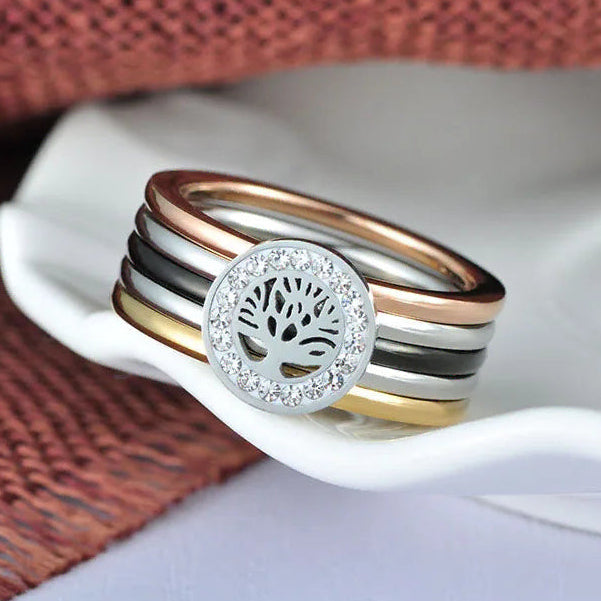 Anillo de varios tonos Árbol de la vida