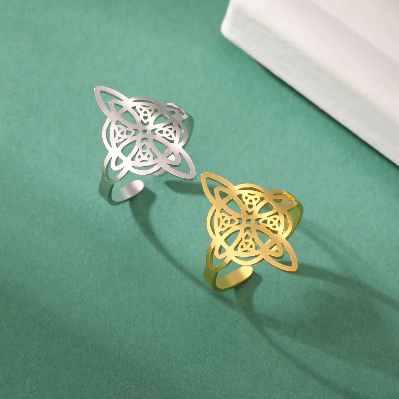 Anillo Nudo de Bruja Protección Anillo Mujer Wicca oro