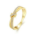Anillo con lazo y strass oro