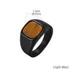 Square ring with black tiger's eye stone
