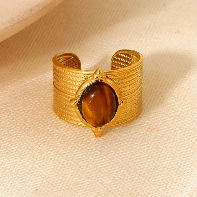 Anillo Ojo de Tigre para Mujer Oro