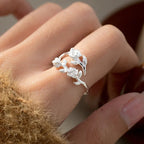 Anillo adornado con rosas entrelazadas plata