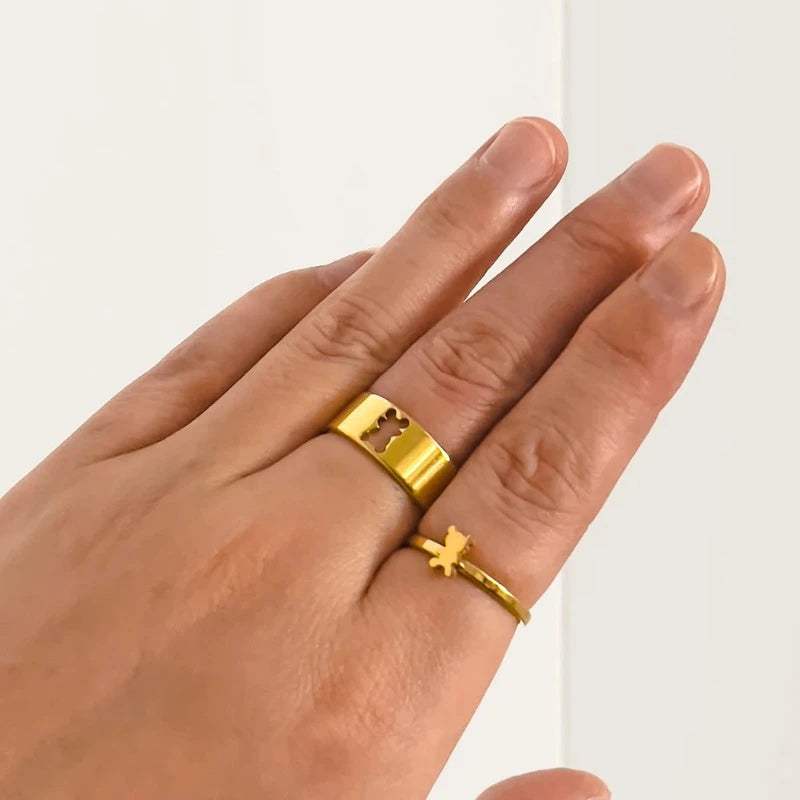 Anillo Oso 2 Piezas Oro