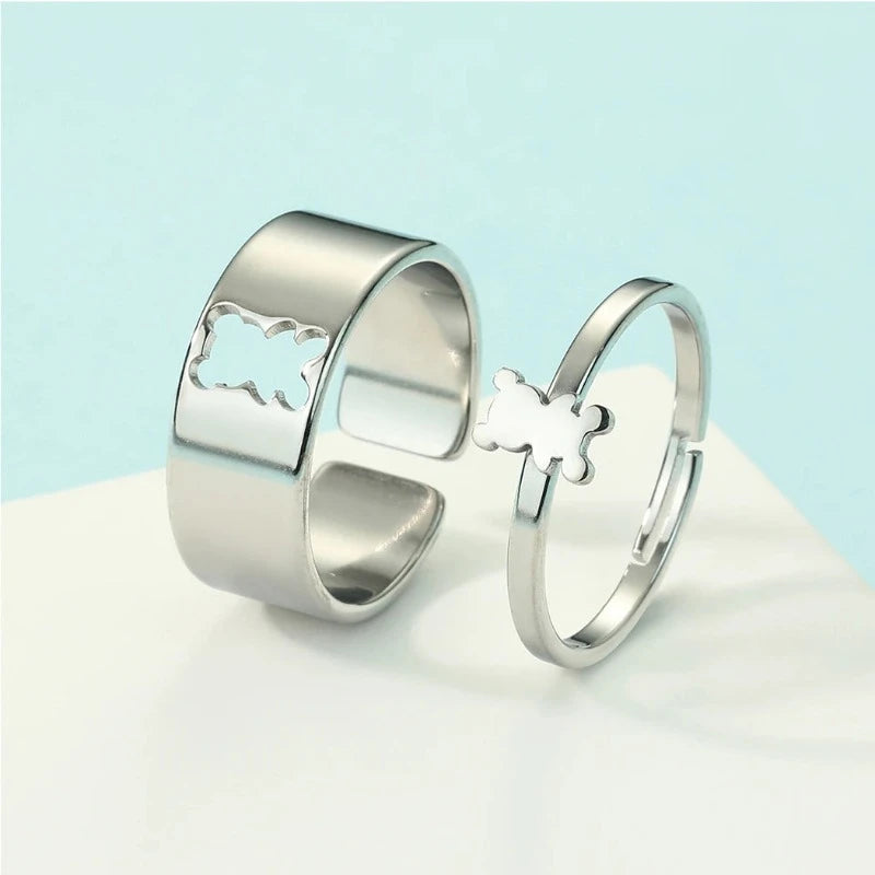 Anillo Oso 2 Piezas Plata