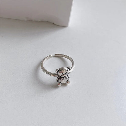 Anillo Retro de Oso de Plata