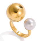 Anillo abierto con doble perla
