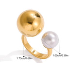 Anillo abierto con doble perla