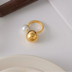 Anillo abierto con doble perla
