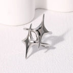 Anillo abierto doble estrellas plata