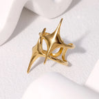 Anillo abierto doble estrellas oro