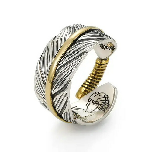 Anillo abierto en forma de pluma