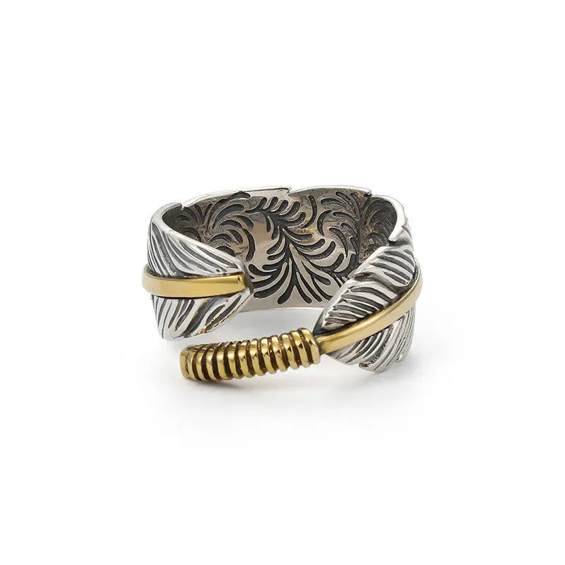 Anillo abierto en forma de pluma