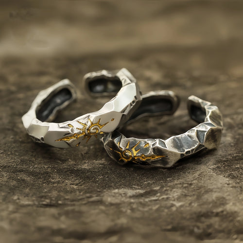 Anillo abierto para hombre con motivo de estrella solar