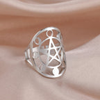 Anillo Pentáculo Hechicería Anillo Wicca plata