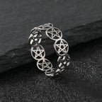 Anillo Pentáculo Brujería Mujer Anillo Wicca plata