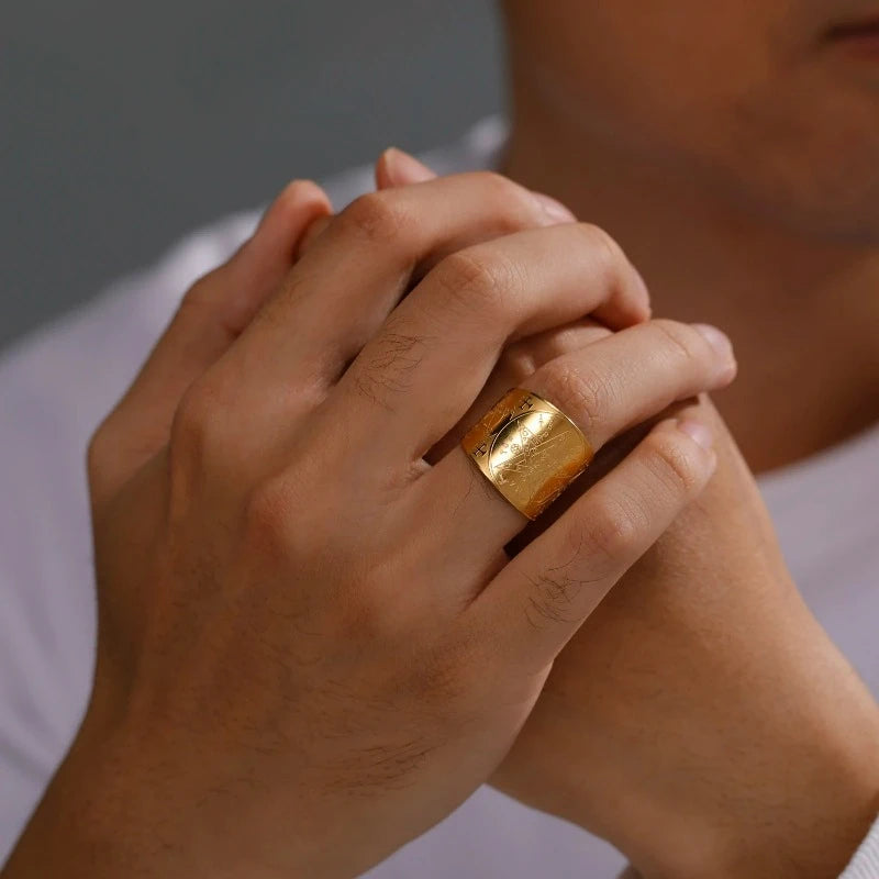 Anillo Pentagrama Tetragrama Brujería Hechicería oro