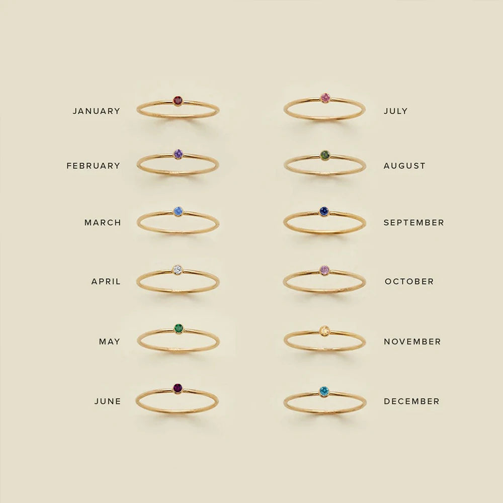 Anillo Piedra de Nacimiento Plata y Oro 