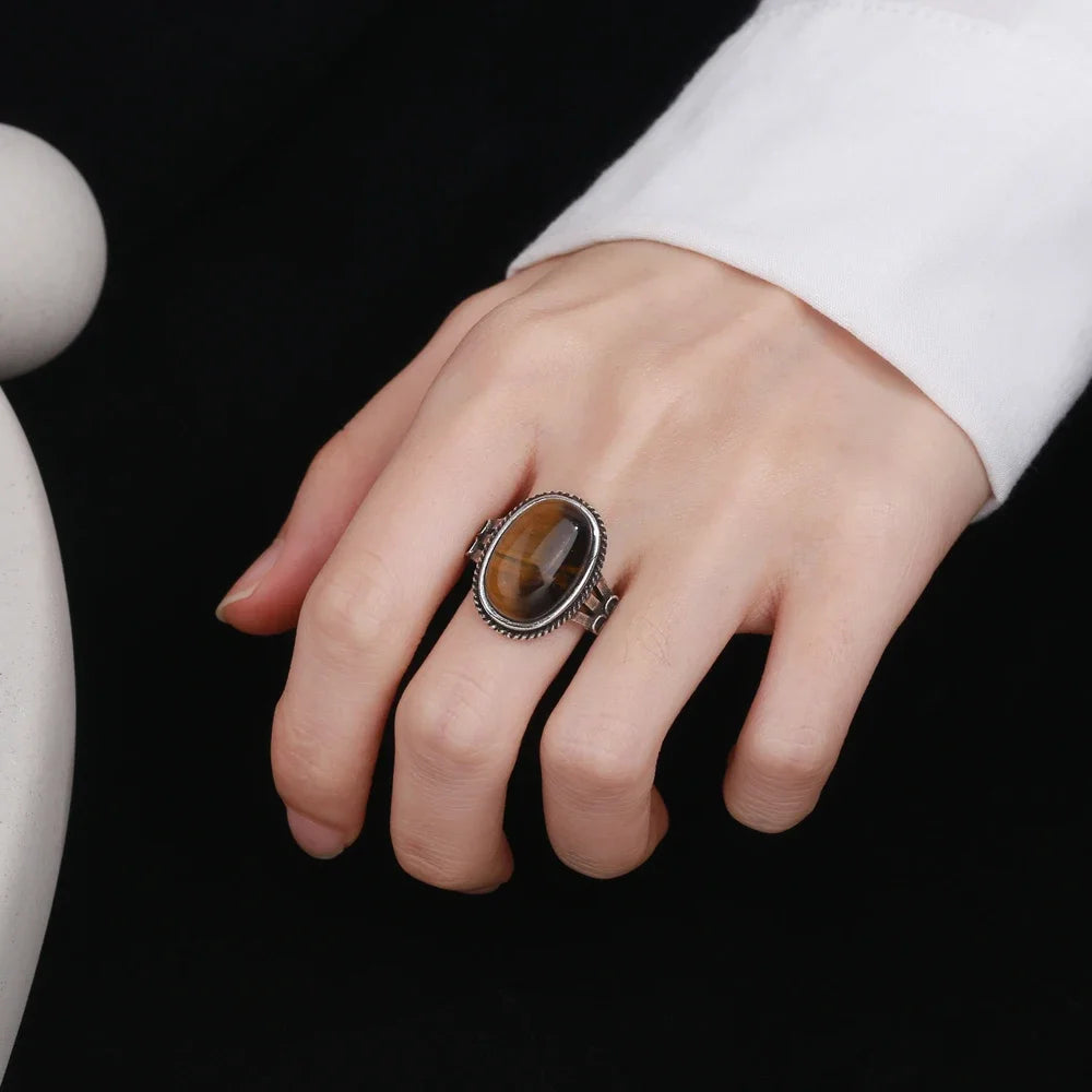 Anillo con piedra Ojo de Tigre para mujer