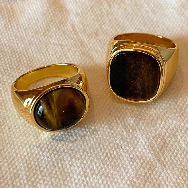 Anillo Piedra Ojo de Tigre Oro