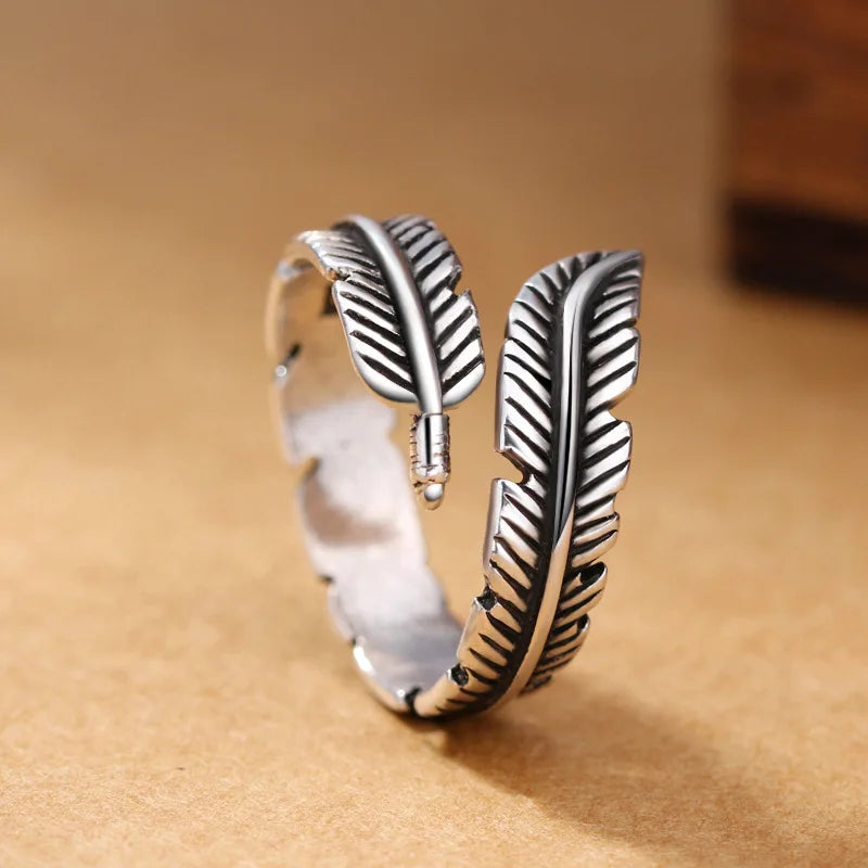 Anillo Pluma Plateado para Mujer