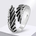 Anillo pluma plateado para hombre