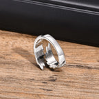 Anillo pluma plateado para hombre