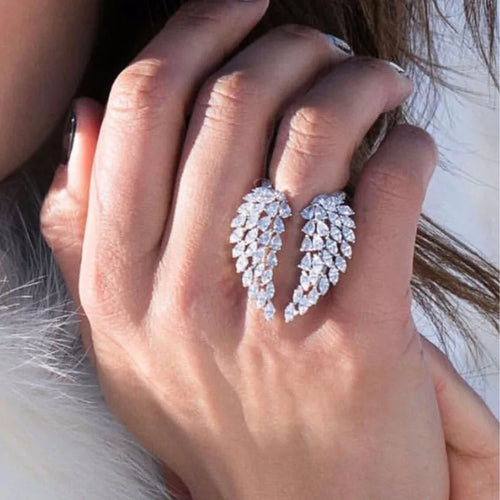 Anillo Pluma en Circonio plata