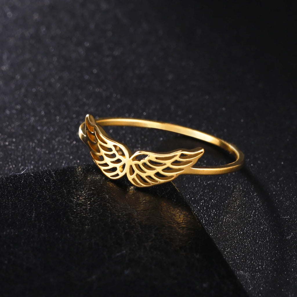 Anillo mujer alas de ángel oro