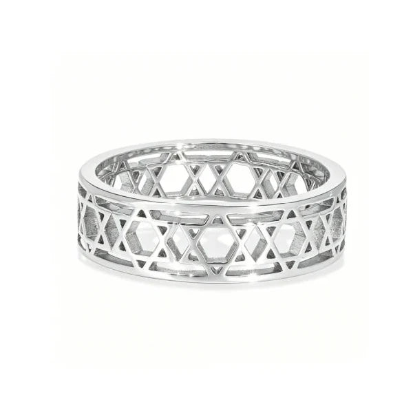 Anillo para mujer con <span data-glossary-id="">estrellas de David</span> símbolo judío plata