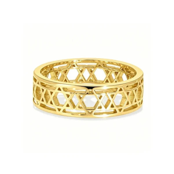 Anillo para mujer con <span data-glossary-id="">estrellas de David</span> símbolo judío oro