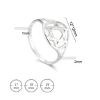Anillo para mujer hueco con la <span data-glossary-id="star-of-david">estrella de David</span> símbolo judío plata