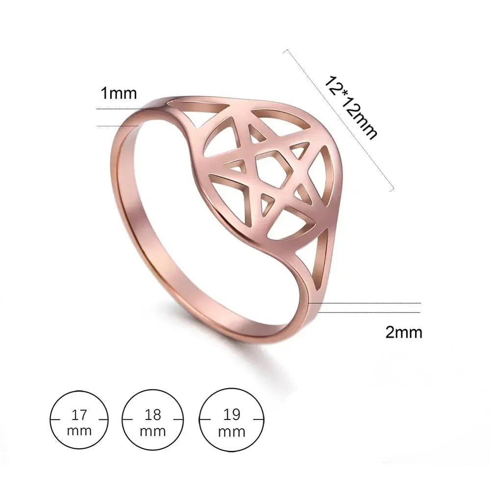 Anillo para mujer hueco con la <span data-glossary-id="star-of-david">estrella de David</span> símbolo judío oro rosa