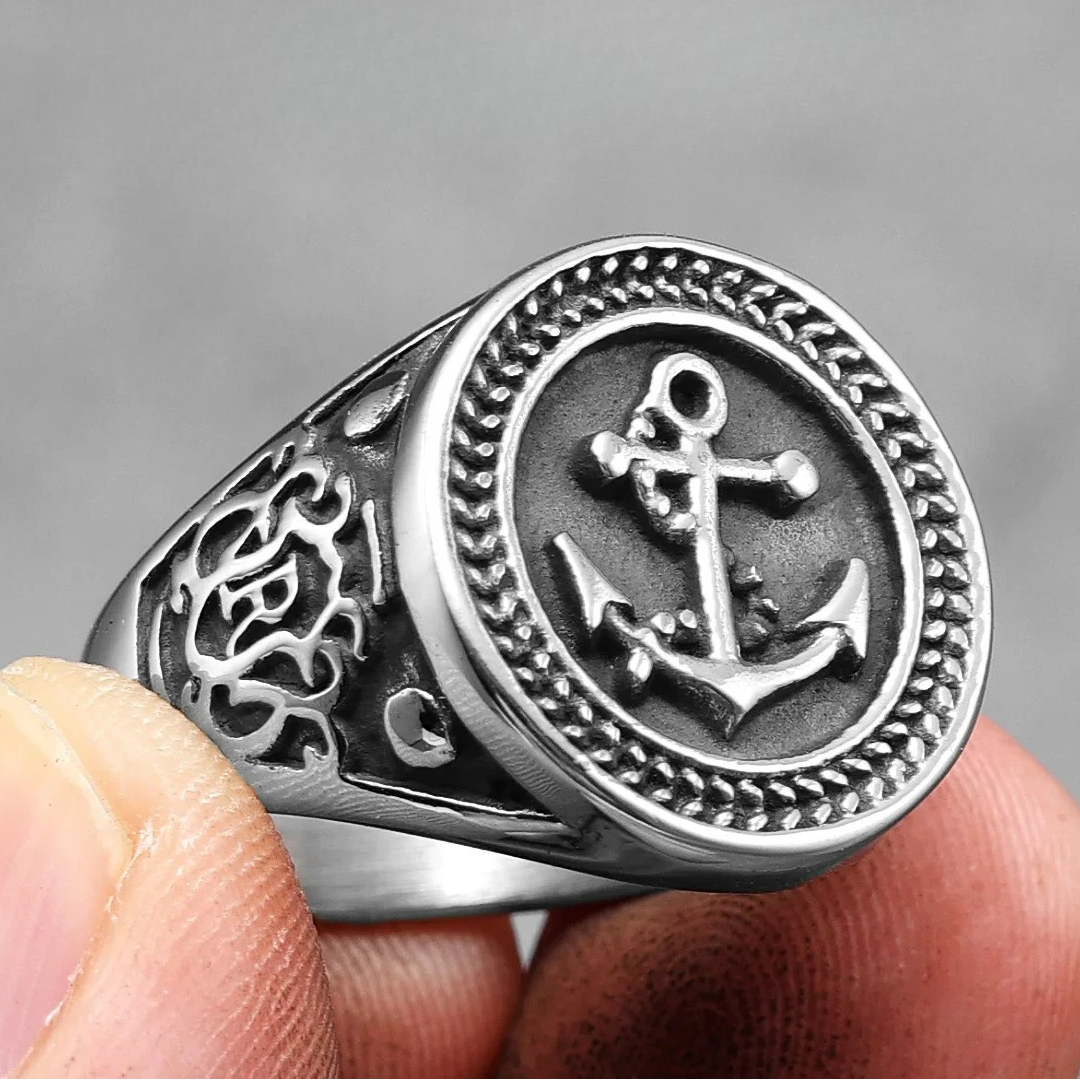 anillo para hombre ancla