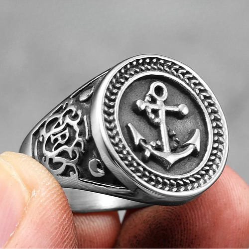 anillo para hombre ancla