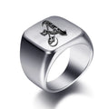 Anillo ancho para hombre inicial a
