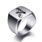 Anillo ancho para hombre inicial a