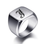 Anillo ancho para hombre inicial j