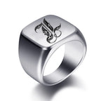 Anillo ancho para hombre inicial l