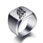 Anillo ancho para hombre inicial m