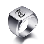 Anillo ancho para hombre inicial t