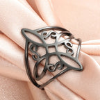 Anillo de Protección Nudo de Bruja Anillo Hombre Mujer Wicca negro