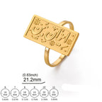 Anillo rectangular caligrafía árabe - motivo Iman (Fe) oro