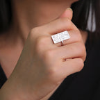 Anillo rectangular caligrafía árabe - motivo Iman (Fe) plata