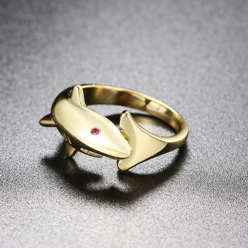 Anillo de Tiburón con Circonio oro