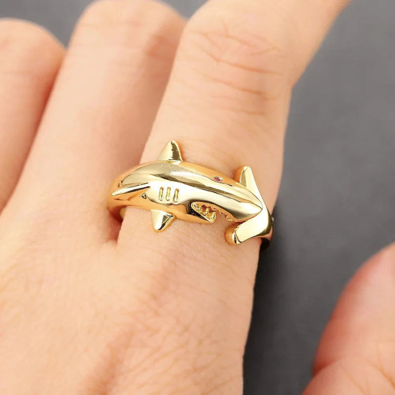 Anillo de Tiburón con Circonio oro